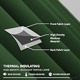 Deconovo Pencil Pleat Blackout Curtains Thermal Insulated 140x245 Dark Green view 5