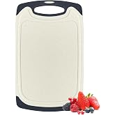 Cutting Board for Kitchen, Non Slip Chopping Board with Juice Grooves for Meat, Veggies, Space-Saving, Dishwasher Safe, Durable Kitchen Essential (Wheat)