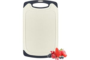 Cutting Board for Kitchen, Non Slip Chopping Board with Juice Grooves for Meat, Veggies, Space-Saving, Dishwasher Safe, Durab