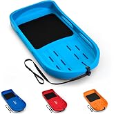 GoSports Heavy Duty Snow Sled for Kids &amp; Adults - Choose 40 or 48 Inch Size | Fits Two Riders, Smooth Glide, Cold-Weather Durability, Padded Seat, Built-In Handles, Hand Pull Strap