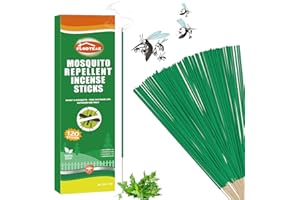 FLODTEAK Pack of 120 Mosquito Repellent Outdoor Patio Incense Sticks, Long-Lasting Natural Mosquito Repellent Effectively Repels Mosquitoes for Patio BBQ Camping Fishing & Other Outdoor Activities (Green)