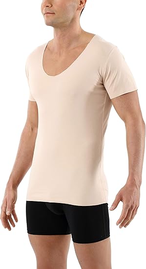 Albert Kreuz - playera interior de manga corta para hombre, corte láser, invisible, sin costuras, cuello en V, color beige: Amazon.com.mx: Ropa, Zapatos y Accesorios