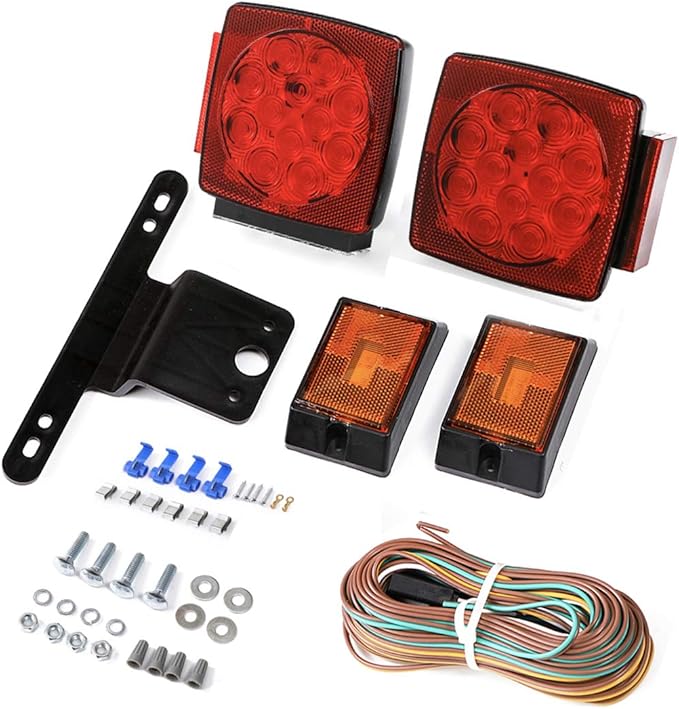CZC AUTO 12V LED Submersible Trailer Tail Light Kit Stop Tail Turn