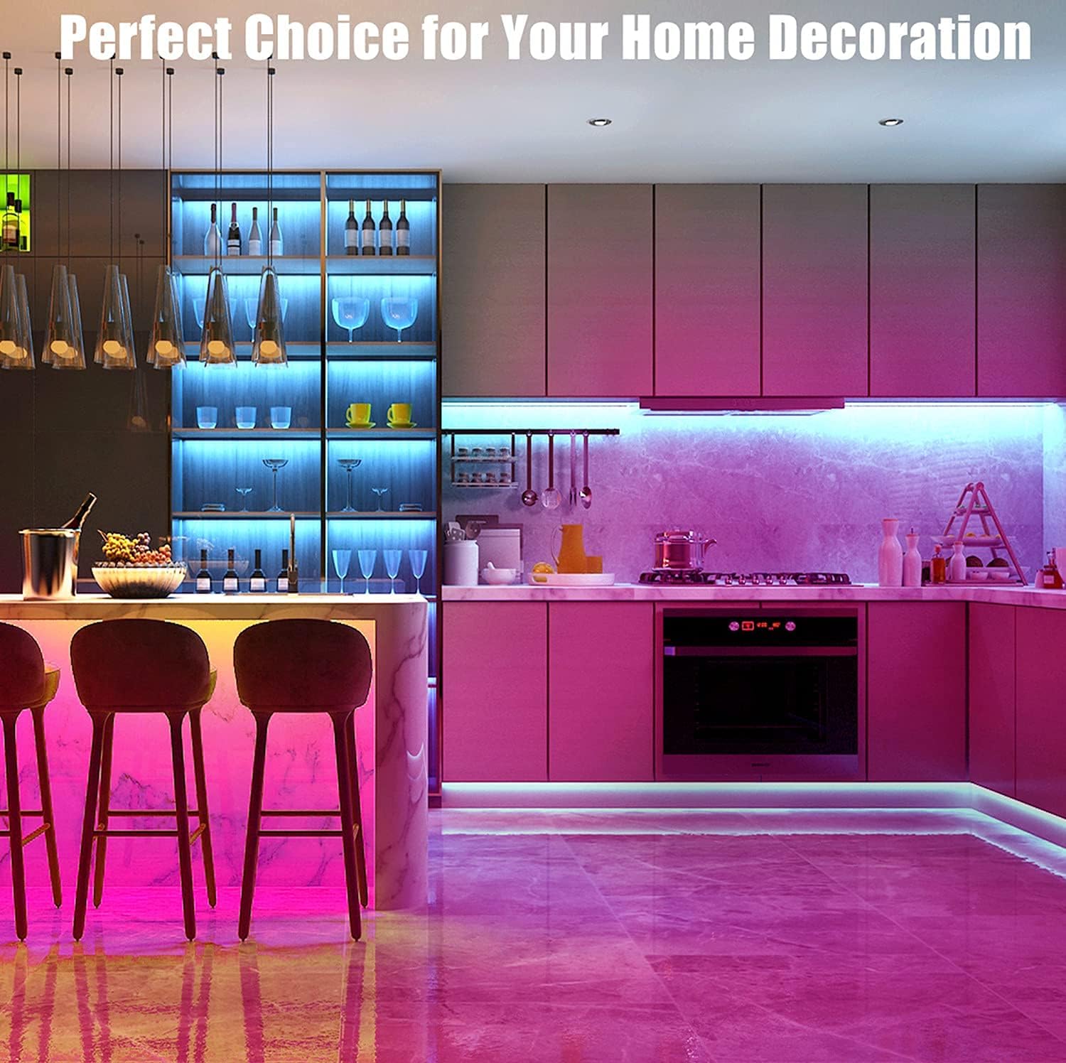 50ft Led Lights for Bedroom, Keepsmile APP Control Music Sync Color Changing Led Light Strips Led Strip Lights with Remote for Room Home Decoration: Home Improvement