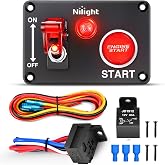 Nilight Ignition Switch Panel with Engine Push Button 12V 2 in 1 | Rocker Toggle Switches with Relay Wiring Harness LED for RV Truck Racing Car Boat Marine Trailer