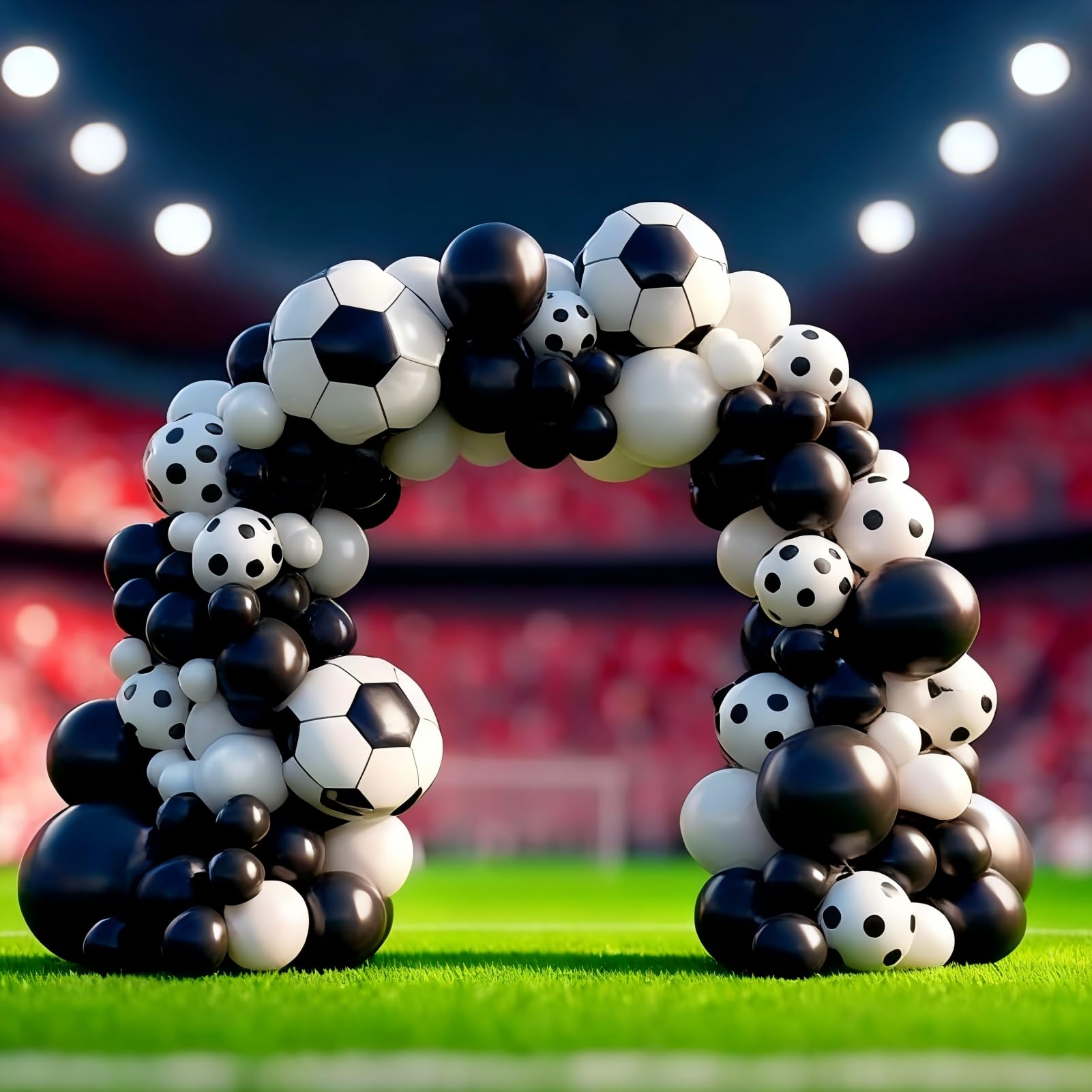 Soccer Balloon Garland Arch Kit, Black White Football Print Balloons Arch Kit with 4D Football Foil Balloons Football Helium Balloon for Sports Fan Birthday Soccer Theme Party Decorations