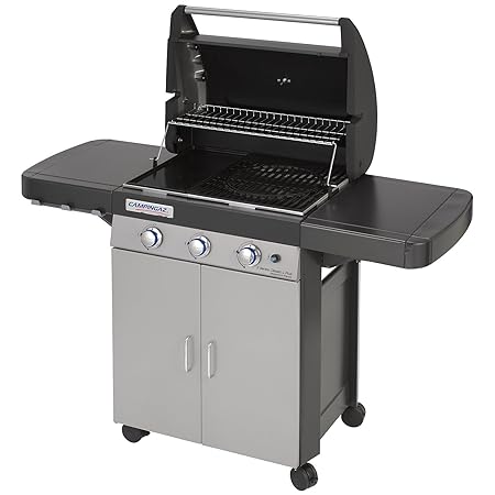 Campingaz Gasgrill 3 Series Classic L Plus, BBQ Grillwagen mit 3 Edelstahlbrennern, Deckel und Thermometer, InstaClean Reinig