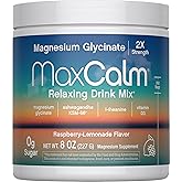 Max Calm Relaxing Drink Mix | Raspberry-Lemonade Flavor | Magnesium Glycinate, KSM-66 Ashwagandha, L-Theanine & Vitamin D3 | MaxCalm | Gluten-Free, Vegan | 8 Ounce Powder