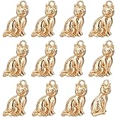 BENECREAT 12 Pcs Brass Cat Charms, 18K Gold Plated 3D Animal Pendant for Jewelry Making, Brass Drops for Necklace, Jewellry Accessories for Bracelet, Earring