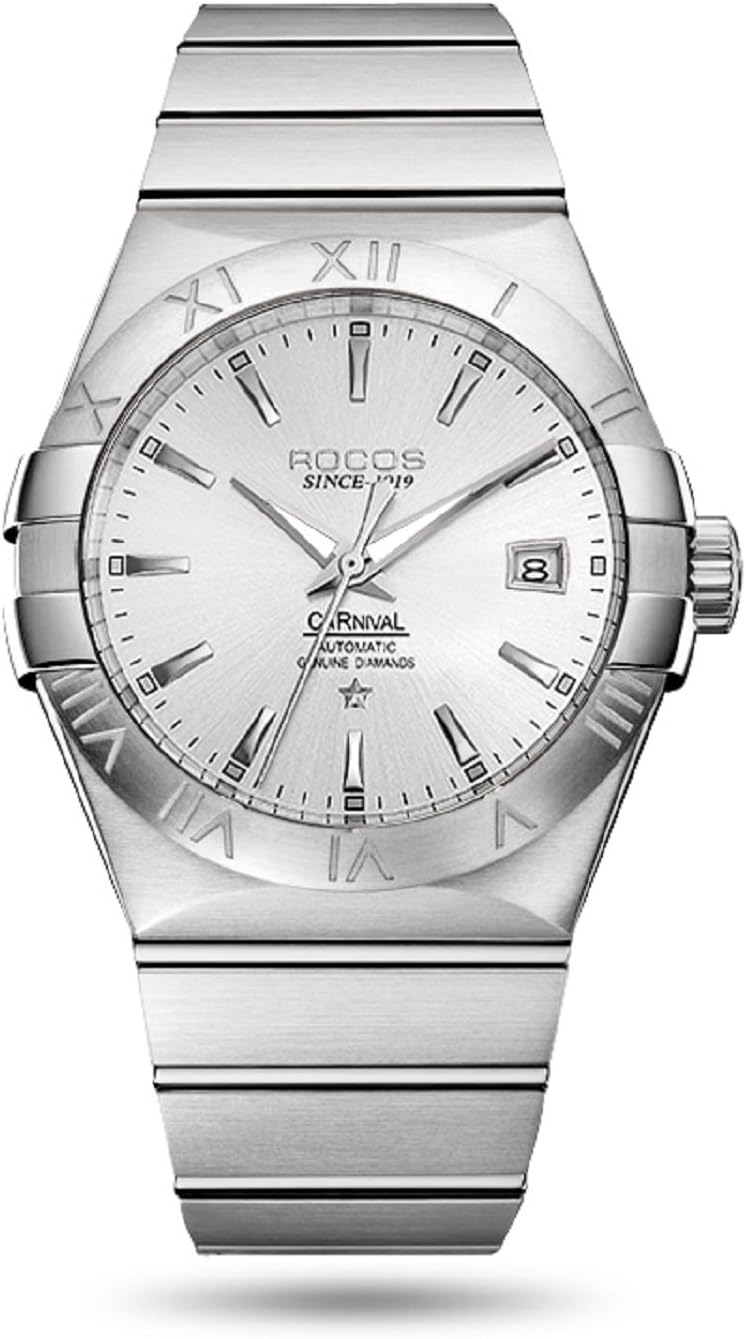 ROCOS Mechanical Automatic Watches for Men Gold Constellation Sapphire Mens Wrist Watches Classic Stainless Steel Dress Watch The Best Gift in Christmas and New Year R1101