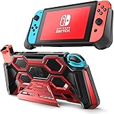 Mumba Protective Case for Nintendo Switch (2017 Release), [Battle Series] [Built-in Kickstand] Heavy Duty Grip Cover for Nintendo Switch Console with Comfort Padded Hand Grips (Red)