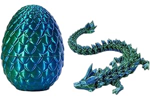 FESTIKIT 3D Printed Dragon in Egg,3D Printed Articulated Dragon,Dragon Fidget Toy Surprise,New Full Articulated Dragon Crystal Dragon with Dragon Egg,Office Desk Toys Easter Gifts Easter Basket Stuffers