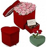 Tinlade Valentine's Day Velvet Heart Box for Flower & Gifts Red Valentines Heart Shaped Treat Box with Lid for Roses Floral Gifts Anniversary Proposal Wedding Galentine Mother's Day Birthday