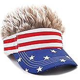 WULIQIUQIU Mens Visor Cap with Fake Hair Novelty Golf Hats Wig Hat Spiked Adjustable Baseball Cap