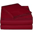 Waterbed Sheets Queen Size 100% Cotton 15 Inches -Deep Pockets- Attached Waterbed Sheet Set- 4 Piece - Hotel Luxury Bed - Extra Soft -Burgundy Solid Bed Sheets -Queen Waterbed Sheet
