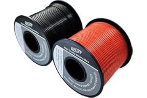 OPLIAT 20 Gauge 20AWG Silicone Electrical Wire 300FT, Flexible 20 AWG Stranded Hook Up Wire 100 Strands Tinned Copper Conductor【Red 150ft + Black 150ft Spools】 Rating 200℃ 600V