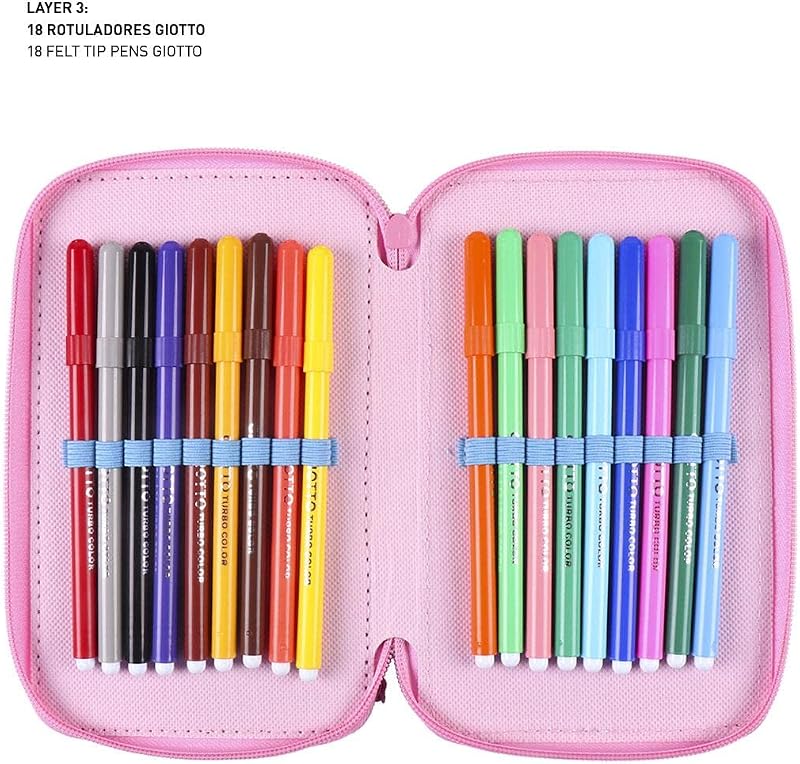 - Estuche Escolar 3 Compartimentos Niña de Princesas Disney | Incluye Todo el Material Escolar Necesario para Preescolar y Primaria - Licencia Oficial Disney