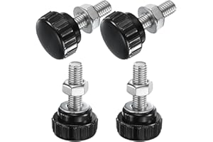 uxcell 4 Sets Knurled Knobs Thumb Screws with Nuts Washers, Metric M8 x 25mm Male Thread 25mm Plastic Head, 304 Stainless Steel Stud Hand Knobs Clamping Thumbscrews Handles, Black