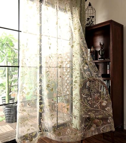 Japanese Style Elegance Flower Printed Kids Curtain Panel Rod