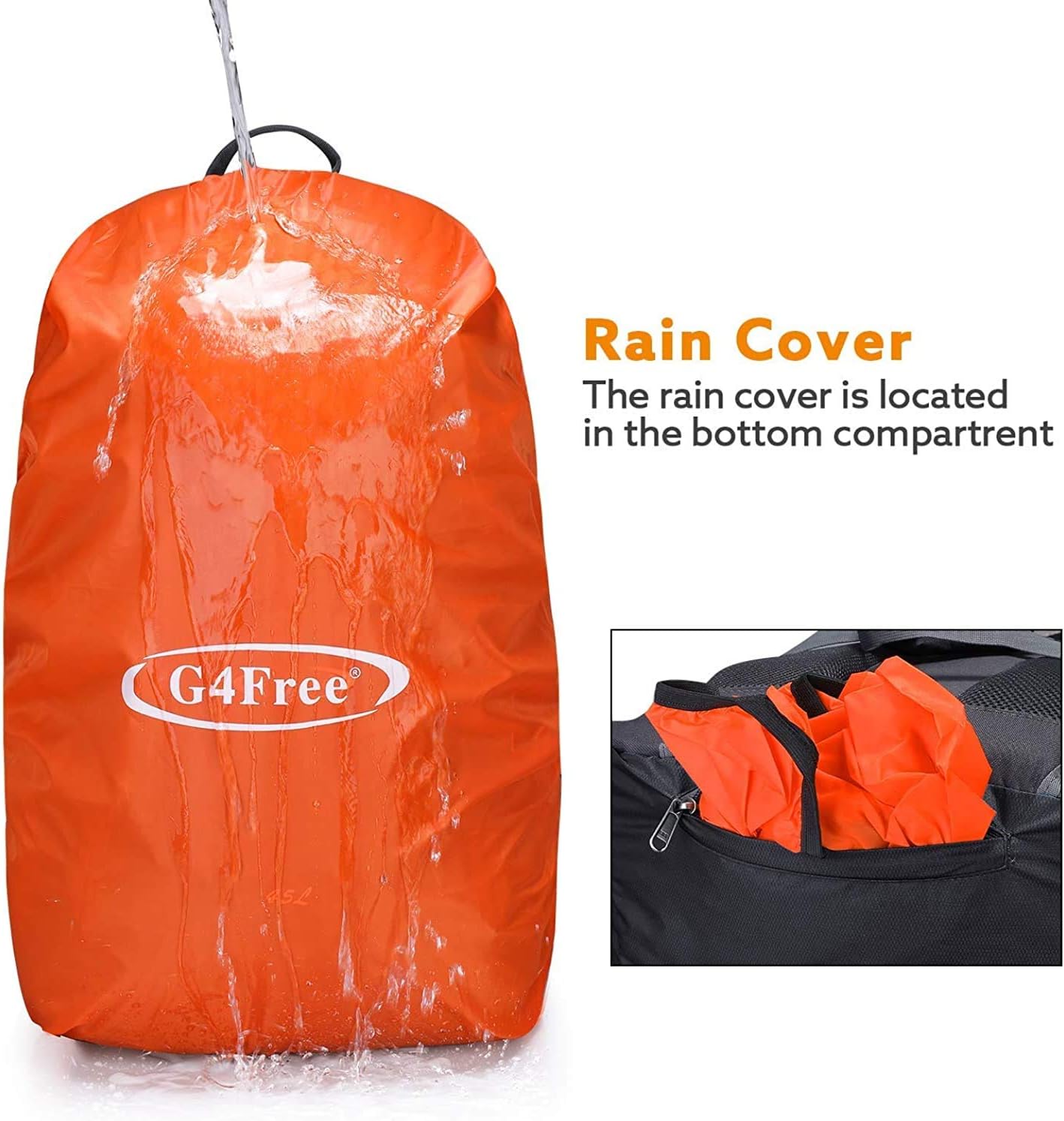 G4Free 45L Waterproof Hiking Backpack with Rain Cover Large Rucksack Travel Daypack for Outdoor Camping Mountaineering Trekking - Image 3