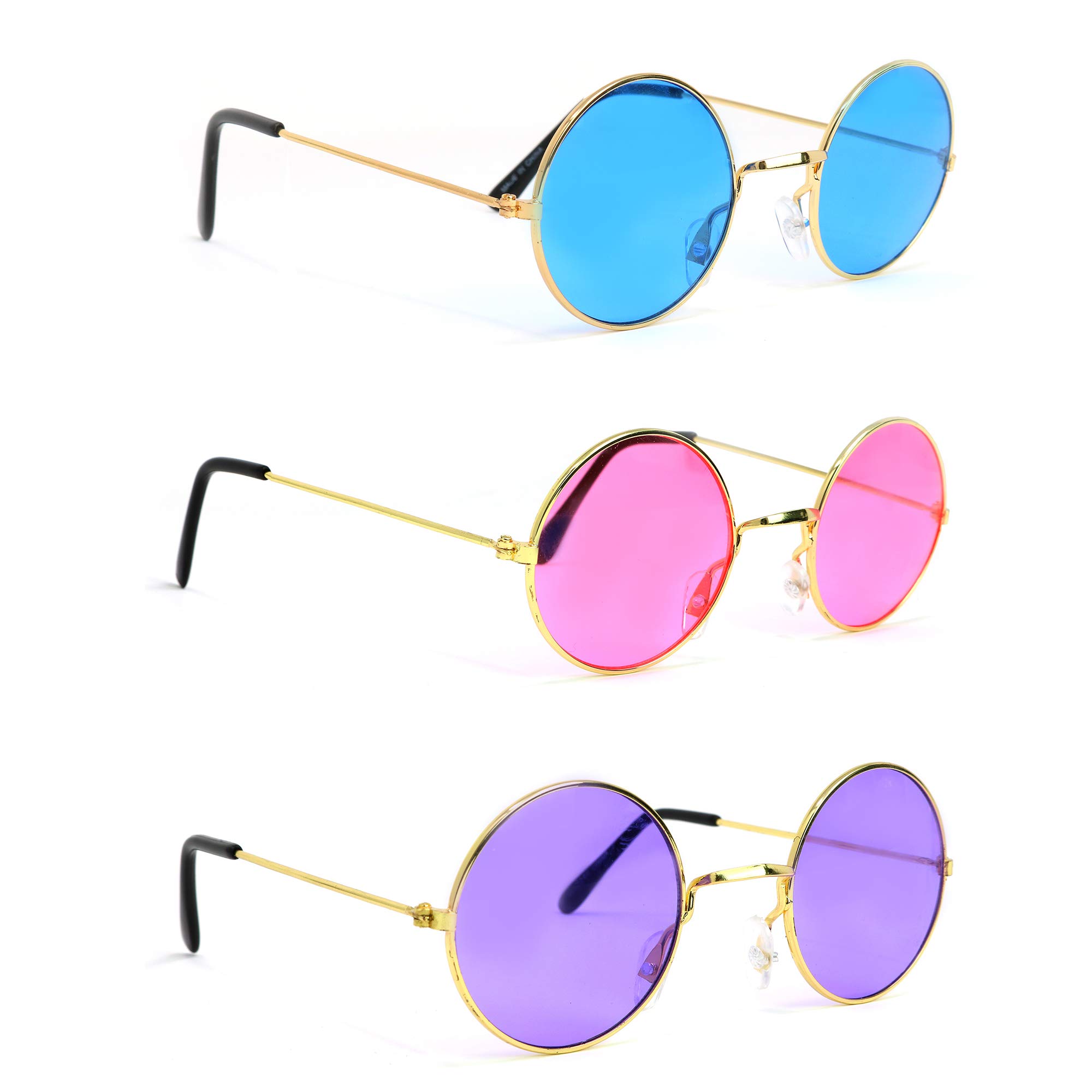 Skeleteen John Lennon Hippie Sunglasses - Pink Purple and 