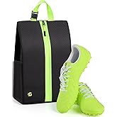 GLORIEROO Smell Proof Shoe Bags for Travel-Soccer Cleat Bag Smell Proof with Active Carbon Fabric | Odor-Absorbing Water-Resistant Track Shoe bags for Sports (Black with Green, UP TO US11)