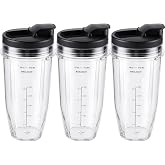 Ninja Blender Cups Replacement 24oz &ndash; Compatible with Ninja BN401, BL450, BL456, BL480, BL2012, BN751, BN801, SS101, SS151 &ndash; 3 Pack with To-Go Lids