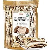 VIGOROUS MOUNTAINS Organic Shiitake Mushrooms Sliced 8oz | Great Size Fresh Texture Rehydrate Quickly, Dried Shiitake Mushroo
