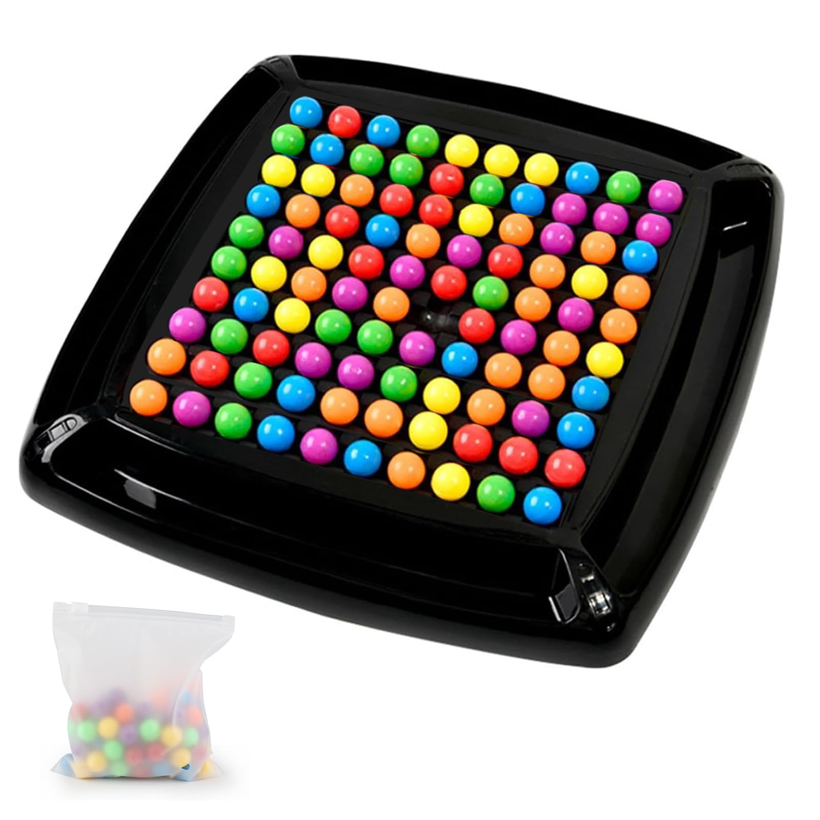 Intellectual Chessboard - Dual Duel, Intellectual Chess Board, Rainbow Ball Elimination Game, Rainbow Bead Matching Game Interactive Tabletop Strategy Puzzle Games for Kids & Adults (80PCS)