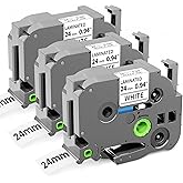 3-Pack 24mm 0.94 Laminated White Tape Replace for Brother Label Maker Tape TZe-251 Compatible with Brother P Touch TZ TZe 1" Refills for PT D610BT D600 700 P710BT PTP750W, Label KINGDOM Tze251