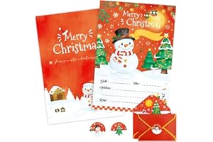 WERNNSAI 24 Pack Christmas Party Invitations - Christmas Snowman Invitation Cards with Envelopes Stickers for Kids Red Xmas Invites for Christams Holiday Winter Party Supplies with Snowman Design
