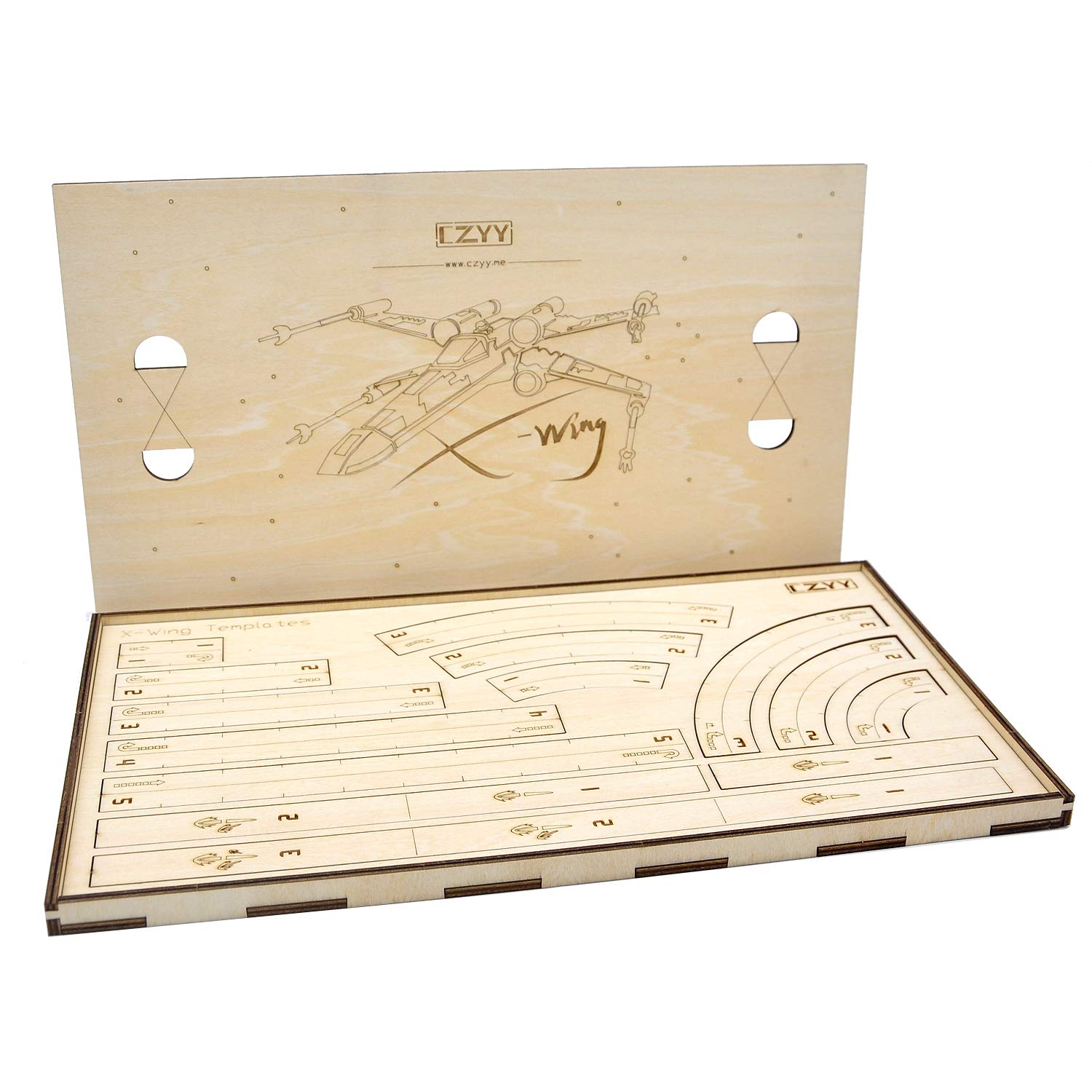 Star Wars X-Wing Movement Templates with Tray Wood Laser-Cut Maneuver and Range Rulers Set Compatible with 2.0 X Wing Miniatures Game