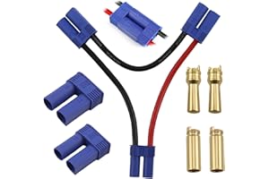 DEDODA 1 Pcs EC5 Series Connector with 10awg Wire/Series Battery Adapter 10awg 4inch for Losi/E-Flite, 2 Sets EC5 Battery Connector Adapter Gold-Plated 5MM Banana Plug Male Female Connector for RC ESC