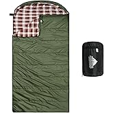 AGEMORE Cotton Flannel Sleeping Bag for Adults, Lightweight Sleeping Bag | 100% Cotton Lining, Portable for Camping Backpacking or Hiking, XXL Size for Tall Adults, 3-4 Season Warm &amp; Cool Weather Use