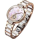 OUPINKE Womens Automatic Watches Diamond Elegant Dress Wrist Watch Skeleton Mechanical Self Winding Waterproof Luminous Ladies Gifts