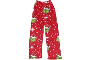 MKLUNJOP Christmas Pajama Pants Cute Flannel Bottom Xmas Pyjamas Trousers Funny Holiday Pjs Trouser