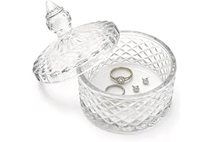 Glass Jewelry Box, Crystal Candy Dish with Lid, Ring Box, Small Trinket Dish, Jewelry Organizer Dish with Lid, Decorative Jew