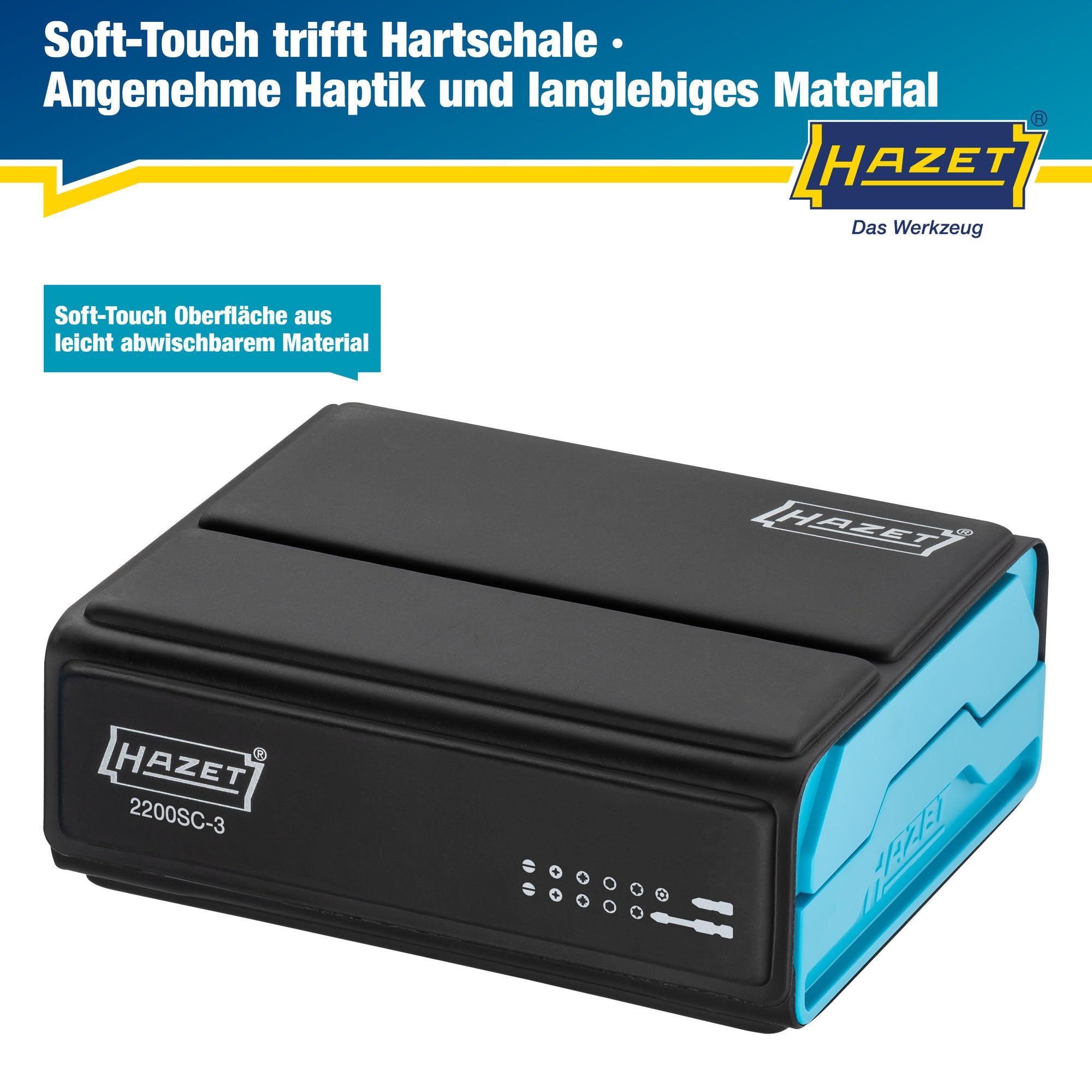 HAZET Smartcase Bit-Satz 2200SC-3 I 96-teilig, Antrieb: Sechskant 6,3 (1/4 Zoll), maximal viele Werkzeuge auf kleinstem Raum für beste Übersicht I klappbarer Werkzeug-Satz Made in Germany 4