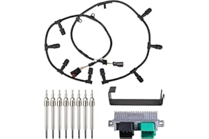 GESEXI Powerstroke Glow Plug Connector Harness Kit with 8 Glow Plugs & GPCM Controller & Removal Tool Compatible with 2004-2010 Ford 6.0L Powerstroke