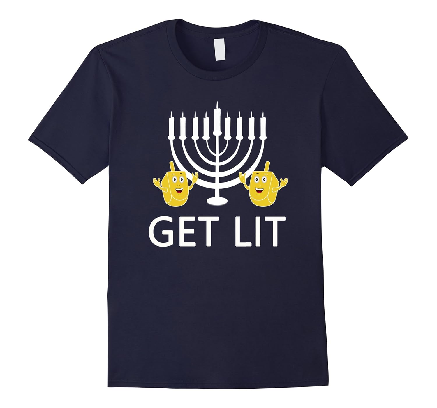 Funny Holiday Dreidel Tee - Get Lit Hanukkah Menorah Shirt-ANZ