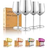 UNISWEET Stainless Steel Wine Glasses Set of 4 Unbreakable Wine Glass 18 oz Unique Metal Wine Goblets for Outdoor, Travel, Camping, Pool, Ideal Gift for Wine Lovers (Mirror-Silver)