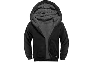 V VALANCH Boys Hoodie Zip Up Fleece Lined Jacket Warm Sherpa Hooded Sweatshirts for Boys Girls 6-15 Years