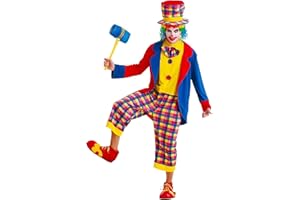 HAUNTLOOK Creepy Clown Men’s Halloween Costume - Adult Scary Evil Circus Outfit