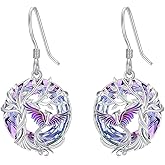 TOUPOP Phoenix Earrings 925 Sterling Silver Crystal Dangle Earrings Phoenix Rising Jewelry Women Birthday Gifts for Her