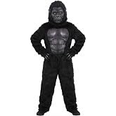 Kids Classic Gorilla Costume with Faux Fur Jumpsuit, Gorilla Mask, Gloves &amp; Muscle Chest