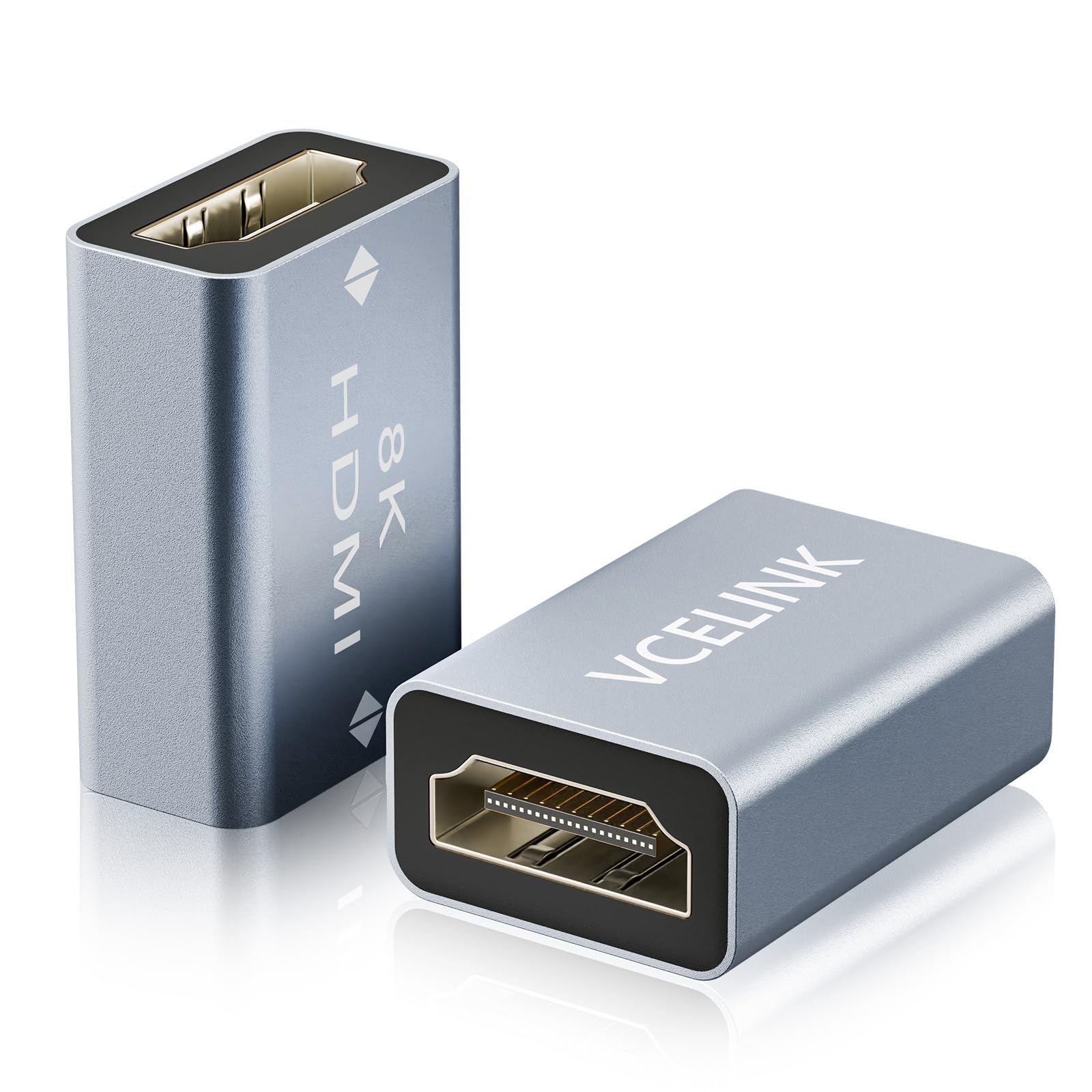 VCELINK 8K HDMI Coupler, 2.1 Female to Female Adapter Extender Gold Plated HDMI Connector Support 8K/4K@60Hz UHD, 7680 * 4320 Resolution, 3D, HDR, ARC for Laptop, PC, Monitor, Roku TV, 2 Pack