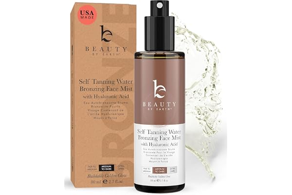 Self Tanner Face Mist - USA Made with Natural & Organic Ingredients with Hyaluronic Acid for Face Tan, Sunless Tanning Spray