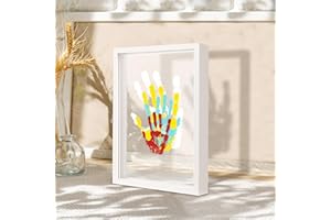 Himake Family Handprint Kit: DIY Art and Craft Keepsake Frame with Non-Toxic Paints, Perfect for New Parents, Grandparents, and Family Special Gifts, White