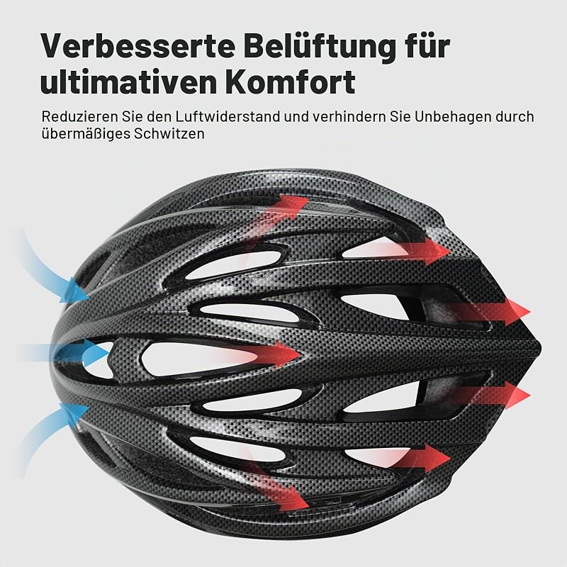 Fahrradhelm für Erwachsene, Leicht Atmungsaktiv Für Herren, Carbon M