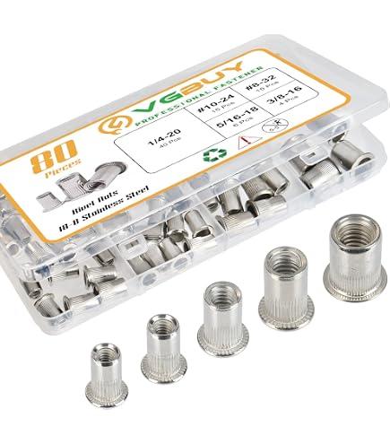 Kit 320 Pezzi Rivetti Filettati, Dadi Ad Inserimento In Acciaio Al Carbonio, 7 Misure, Zincati Gialli, Nuovi